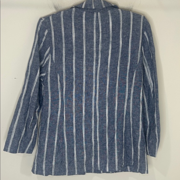 DREW Blue Linen Blend Striped Blazer Jacket Size Medium - Picture 4 of 16